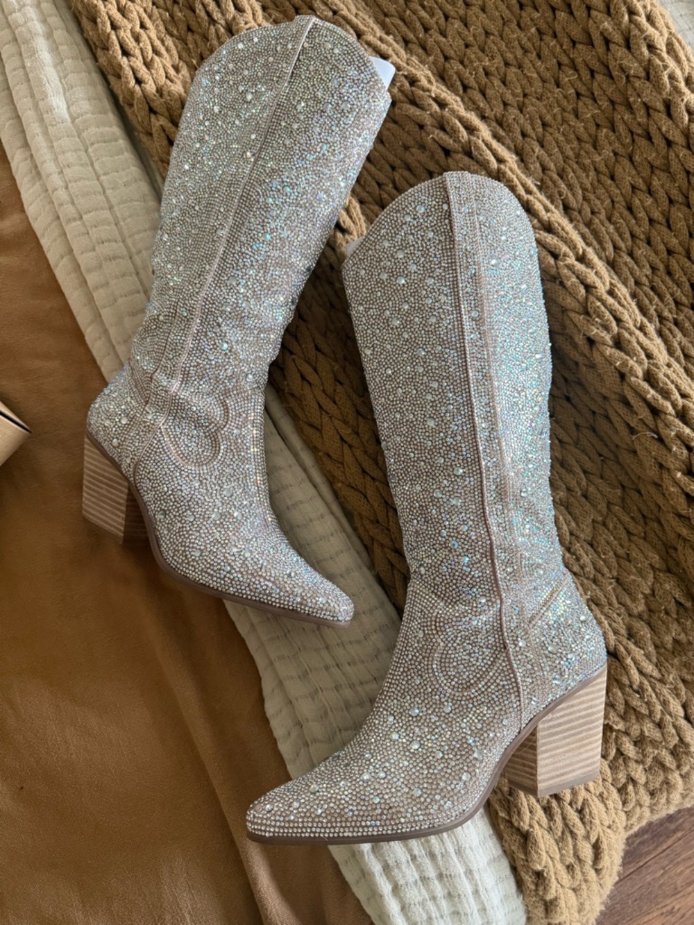 Matisse clear Rhinestone Knee-High Boots - size 7.5 women - Picture 2 of 8